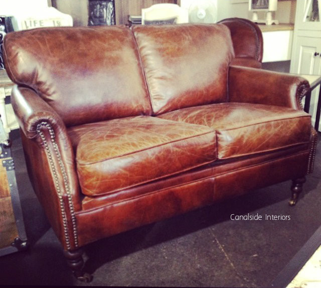 Newport Aged Leather 2-Seater Lounge