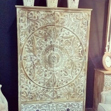 Sandstorm 2 Door & Drawer Hand-Carved Unit with Circle Pattern