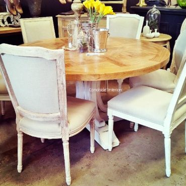 Artisan Parquetry Top Round Dining Table