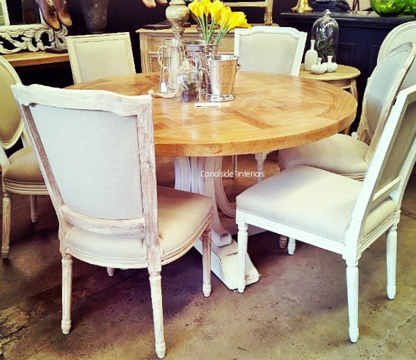 Artisan Parquetry Top Round Dining Table