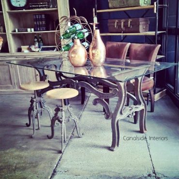 Hobbs Industrial Dining Table with Glass Top