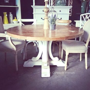 Artisan Parquetry Top Round Dining Table