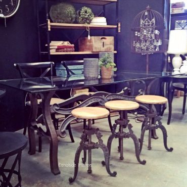 Hobbs Industrial Dining Table with Glass Top