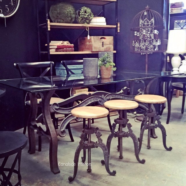 Hobbs Industrial Dining Table with Glass Top