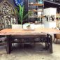 Crank Adjustable Industrial Dining Table - Dining to Bar Height