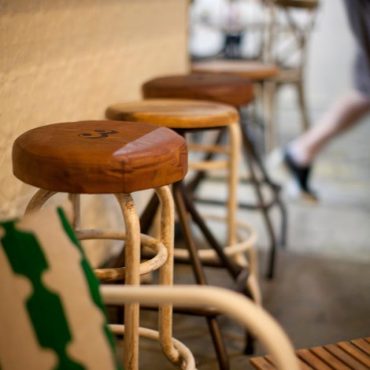 Canalside Interiors' Doe Industrial Stool as seen at Pegs
Image C/- www.facebook.com/pegscafe | Photography: www.facebook.com/MJKCreative