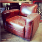 Art Deco Aged Leather Armchair