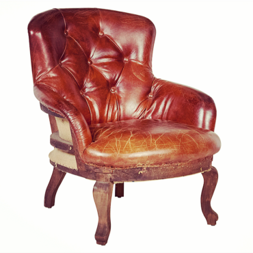 Deconstructed Aged Leather Parlour Chair