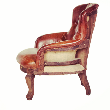 Deconstructed Aged Leather Parlour Chair