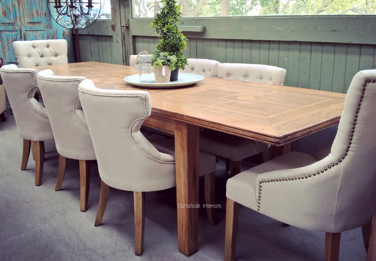 Florence Marble Inlay Double Extension Dining Table