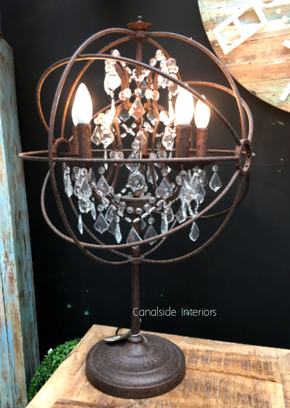 Foucault Iron Orb Chrystal Table Lamp
