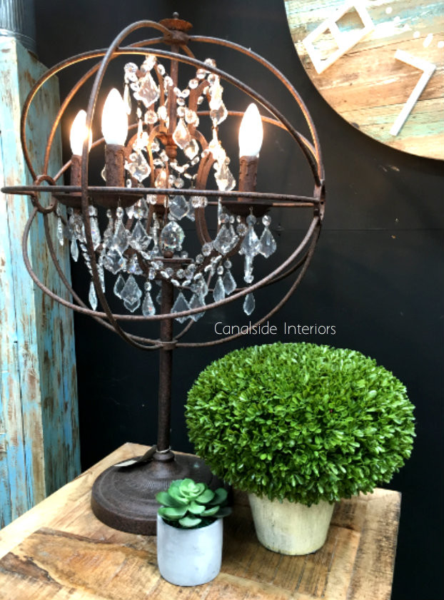 Foucault Iron Orb Chrystal Table Lamp