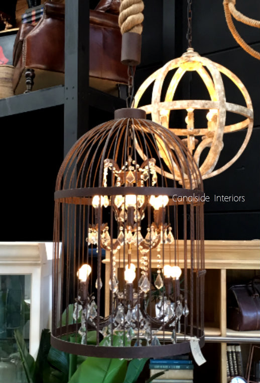 Vintage Birdcage Industrial Chandelier Large