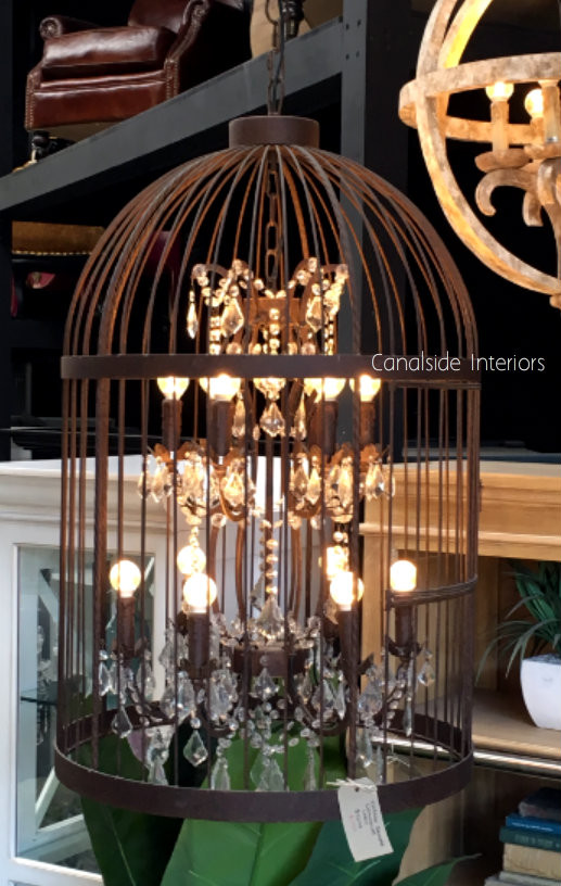 Vintage Birdcage Industrial Chandelier Large