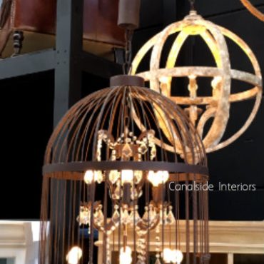 Vintage Birdcage Industrial Chandelier Large