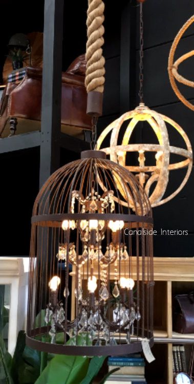 Vintage Birdcage Industrial Chandelier Large