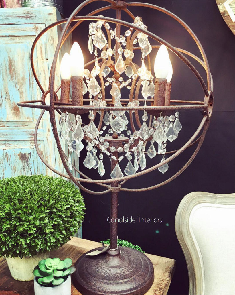 Foucault Iron Orb Chrystal Table Lamp