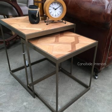 Slick Parquetry Nest Side Table - Distressed Gold