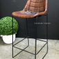 Linetti Leather Bar Stool with Square Stitching