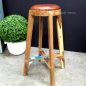 Bjorn Rustic Stool with Leather