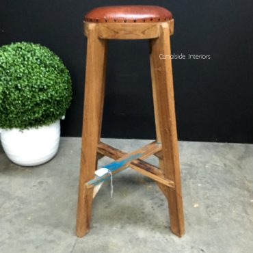 Bjorn Rustic Stool with Leather