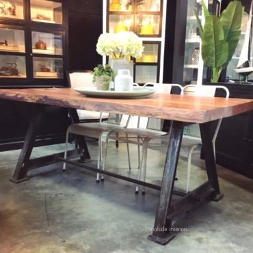 Protractor Industrial Dining Table with Reclaimed Wood Top