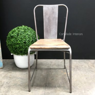 Arrow Industrial Mesh Chair with wooden seat