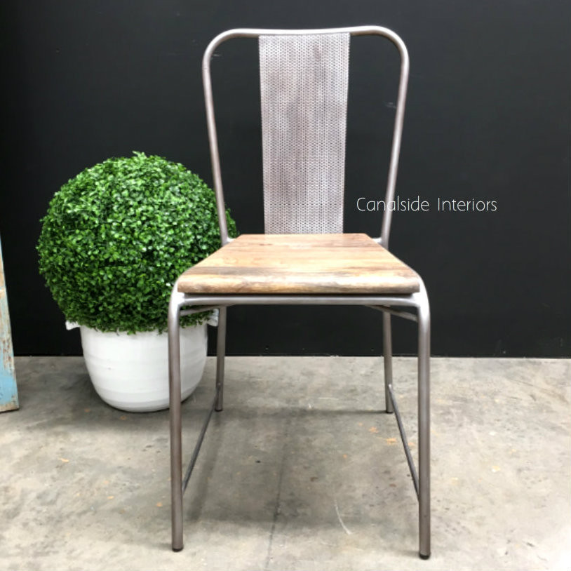 Arrow Industrial Mesh Chair with wooden seat