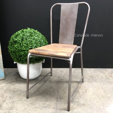 Arrow Industrial Mesh Chair with wooden seat