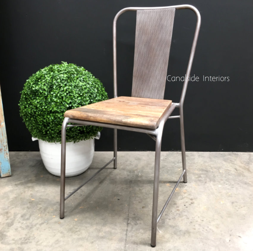 Arrow Industrial Mesh Chair with wooden seat