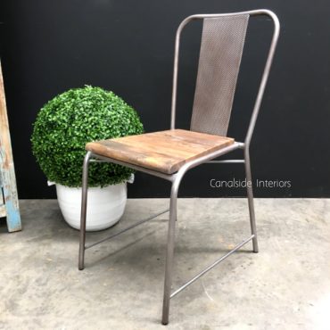 Arrow Industrial Mesh Chair with wooden seat
