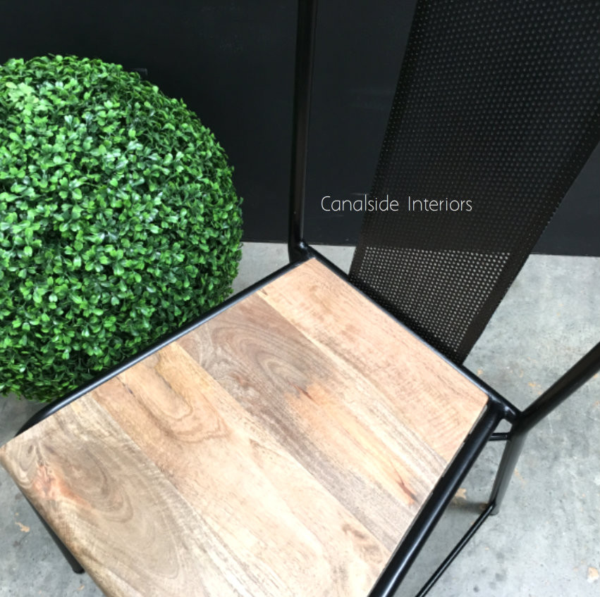 Arrow Industrial Mesh Chair with wooden seat