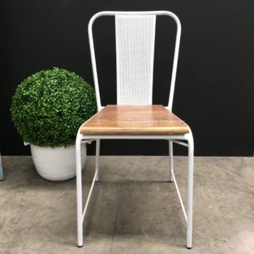 Arrow Industrial Mesh Chair with wooden seat