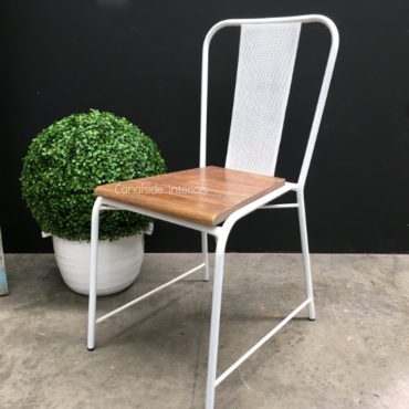 Arrow Industrial Mesh Chair with wooden seat