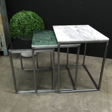 Tri-Colour Marble Nest Side Tables