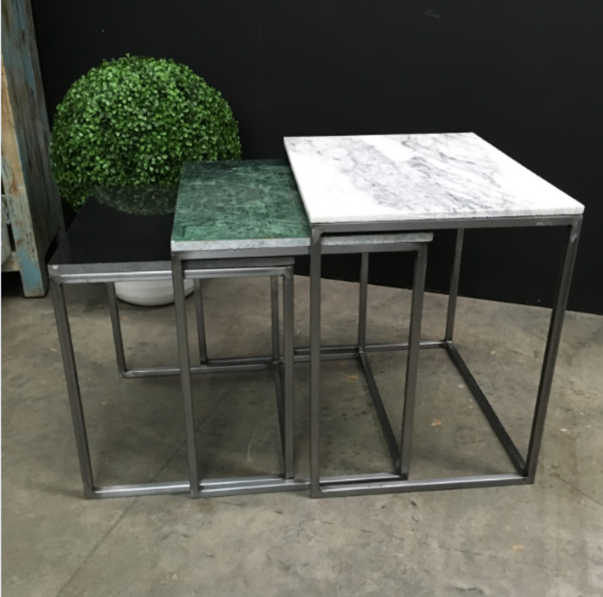 Tri-Colour Marble Nest Side Tables