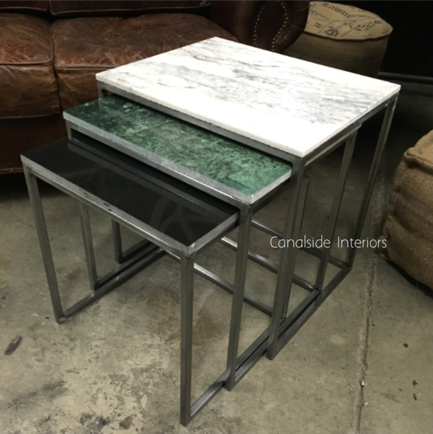 Tri-Colour Marble Nest Side Tables