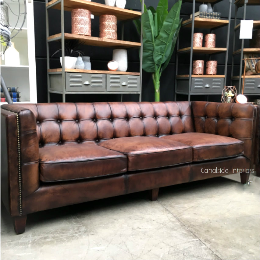Loft Aged Leather 3 Seater Sofa