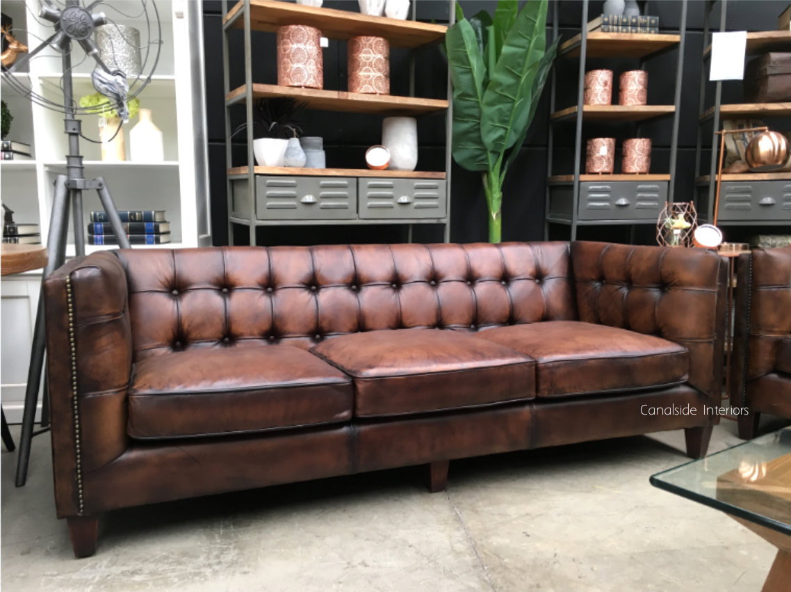 Loft Aged Leather 3 Seater Sofa