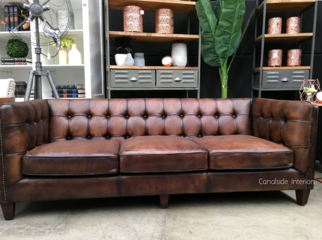 Loft Aged Leather 3 Seater Sofa