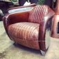 Corvette Aged Leather & Aluminium Armchair