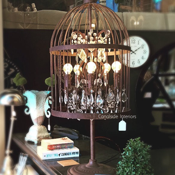 Vintage Birdcage Table Lamp