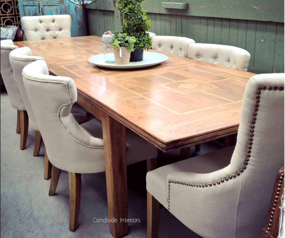 Florence Marble Inlay Double Extension Dining Table