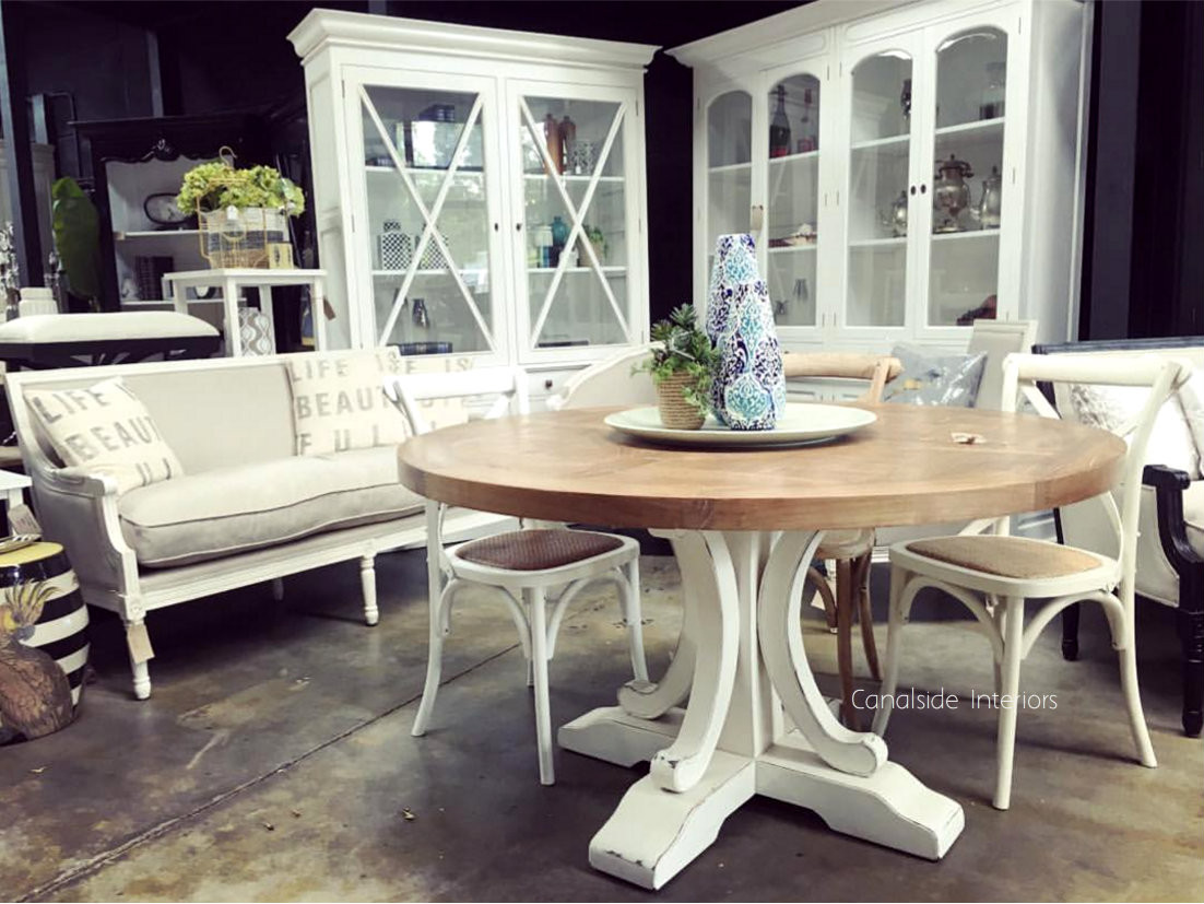 Artisan Parquetry Top Round Dining Table