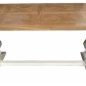 Artisan Parquetry Top Dining Table with distressed white base