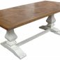 Artisan Parquetry Top Dining Table with distressed white base