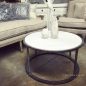 Marble Top Round Coffee Table with distressed base