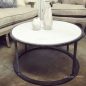 Marble Top Round Coffee Table with distressed base