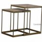 Slick Parquetry Nest Side Table - Distressed Gold