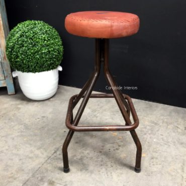 Sarah Leather Top Industrial Stool